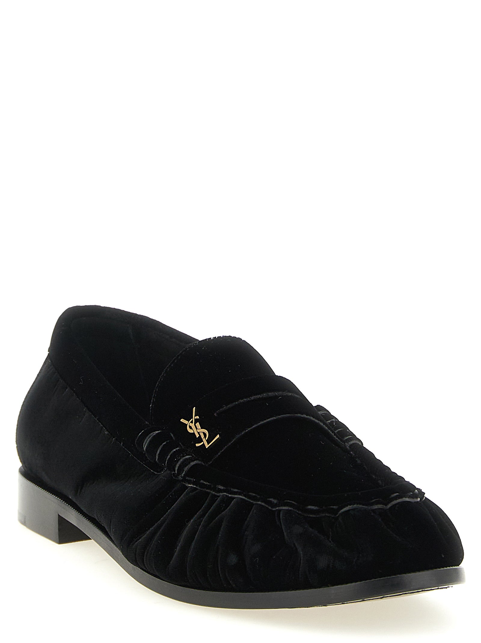 Saint Laurent Schwarze Loafer aus Viskose zum Hineinschlüpfen