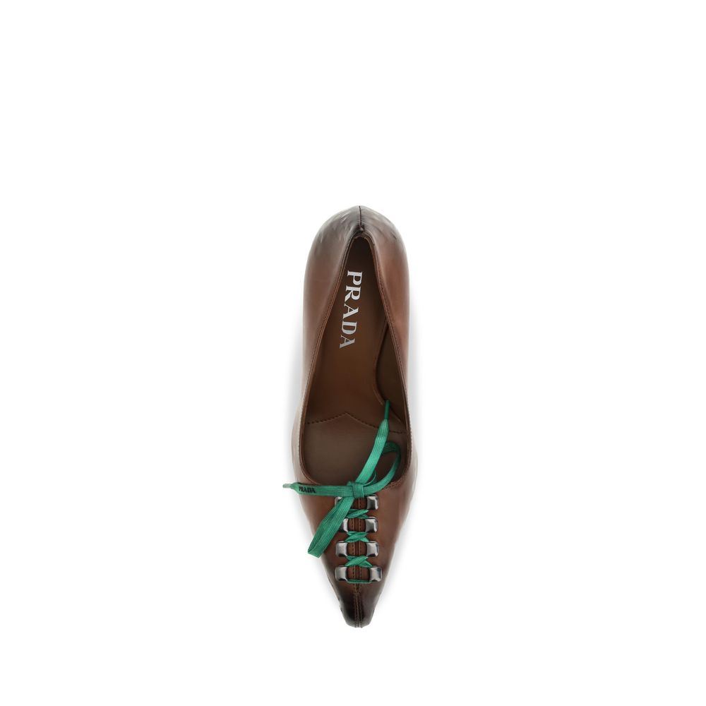 Prada Braune Kalbsleder Bos Taurus Schnürschuhe