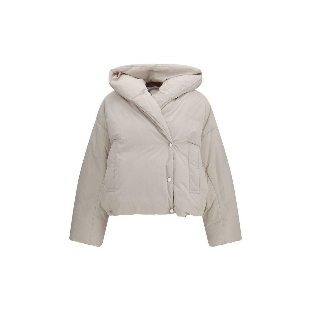 Max Mara Graue Polyamid-Jacke in voller Länge