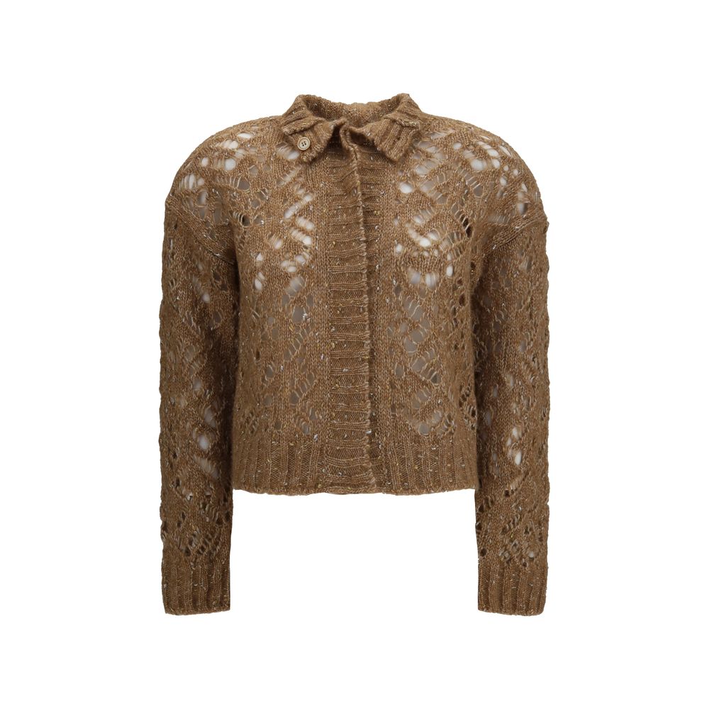 Max Mara Brauner Alpaka Vicugna Pacos Cardigan