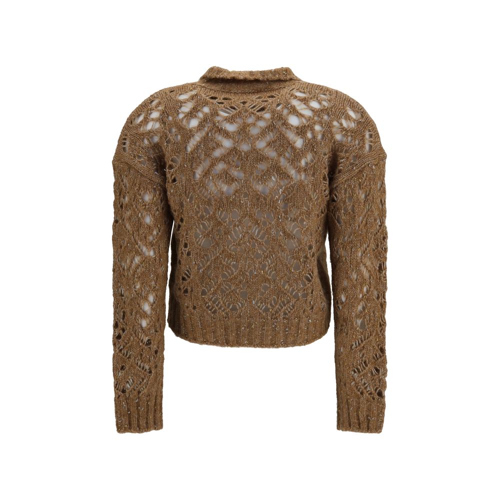 Max Mara Brauner Alpaka Vicugna Pacos Cardigan