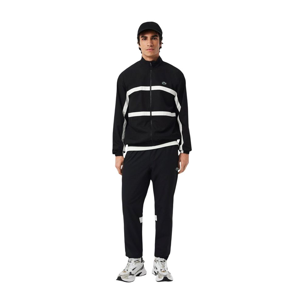 Lacoste Schwarz-weißer Polyester-Trainingsanzug