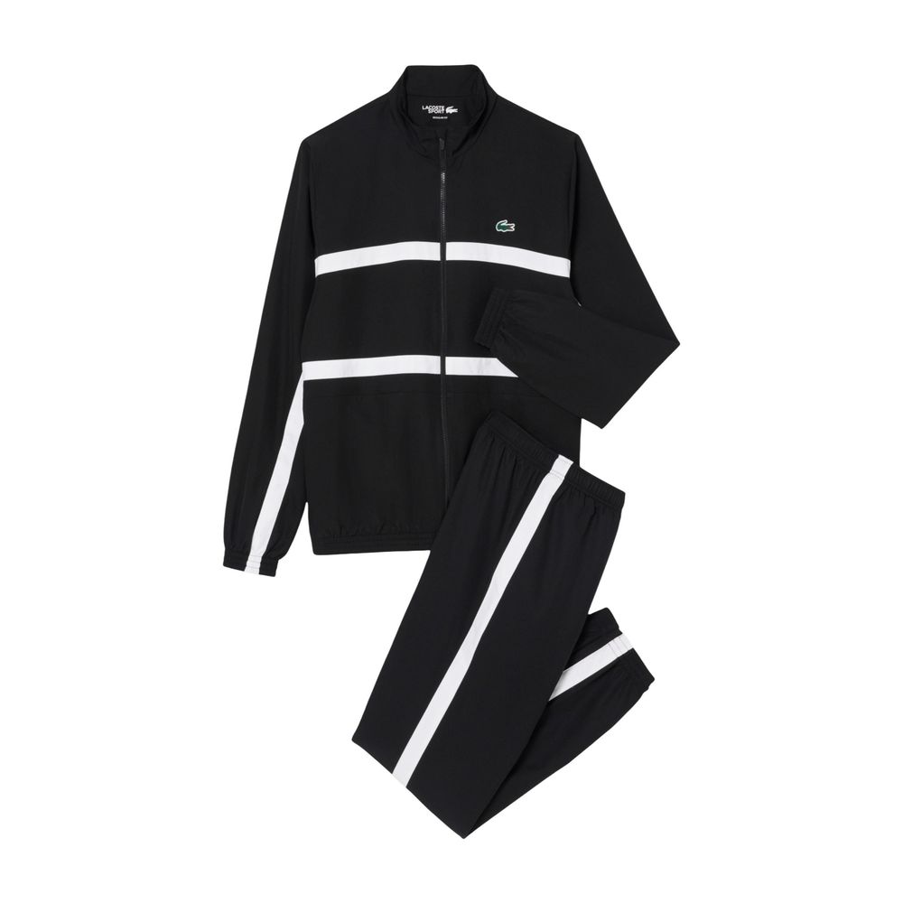 Lacoste Schwarz-weißer Polyester-Trainingsanzug