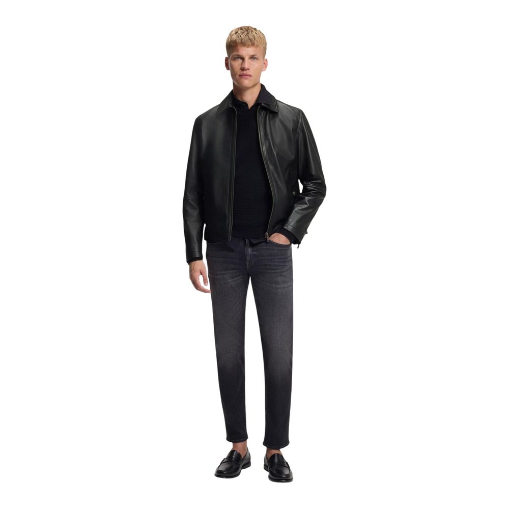 Hugo Boss Schwarze Lederjacke aus Leder