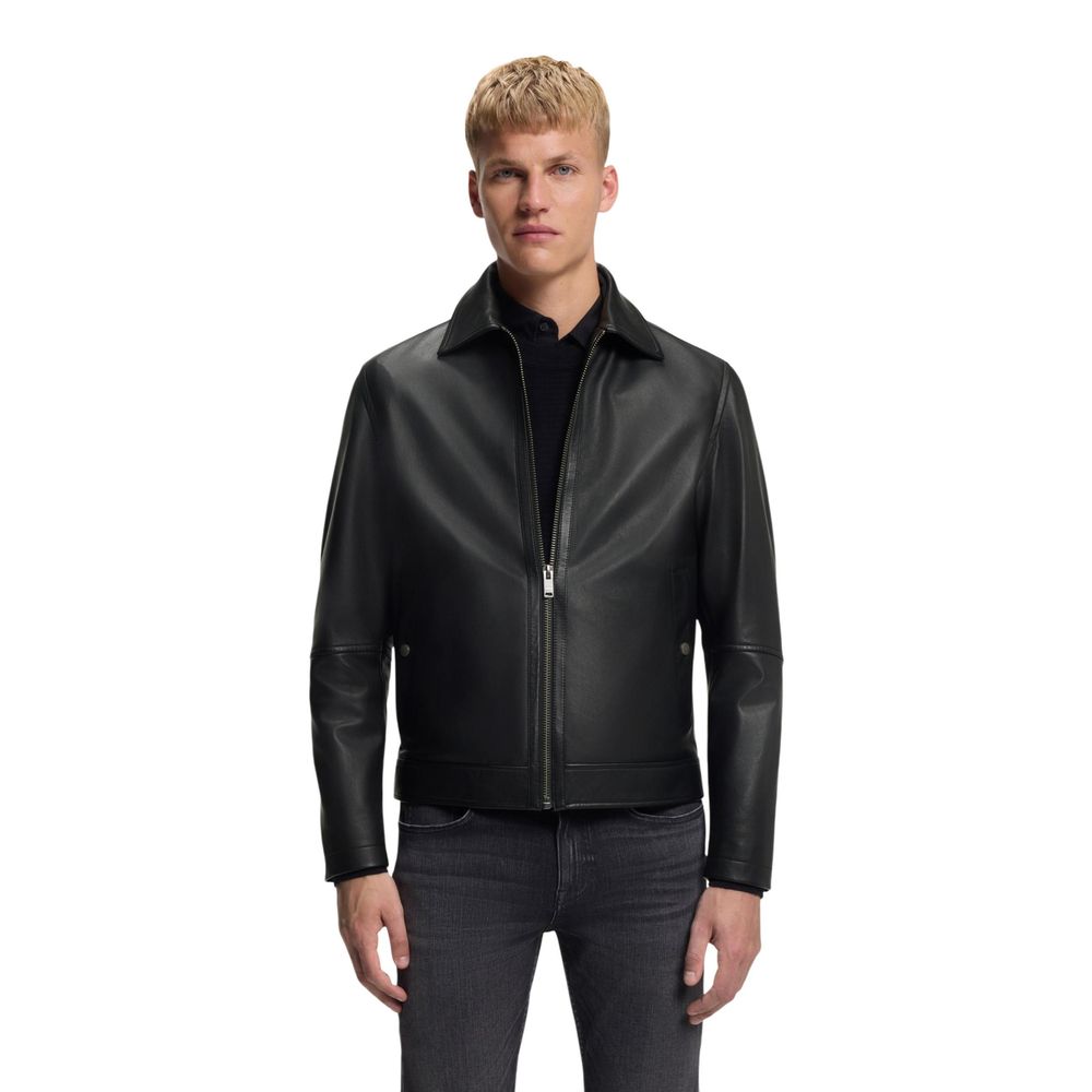Hugo Boss Schwarze Lederjacke aus Leder