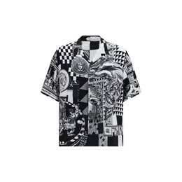 Versace Schwarzes Seiden-Shirt mit kurzen Ärmeln