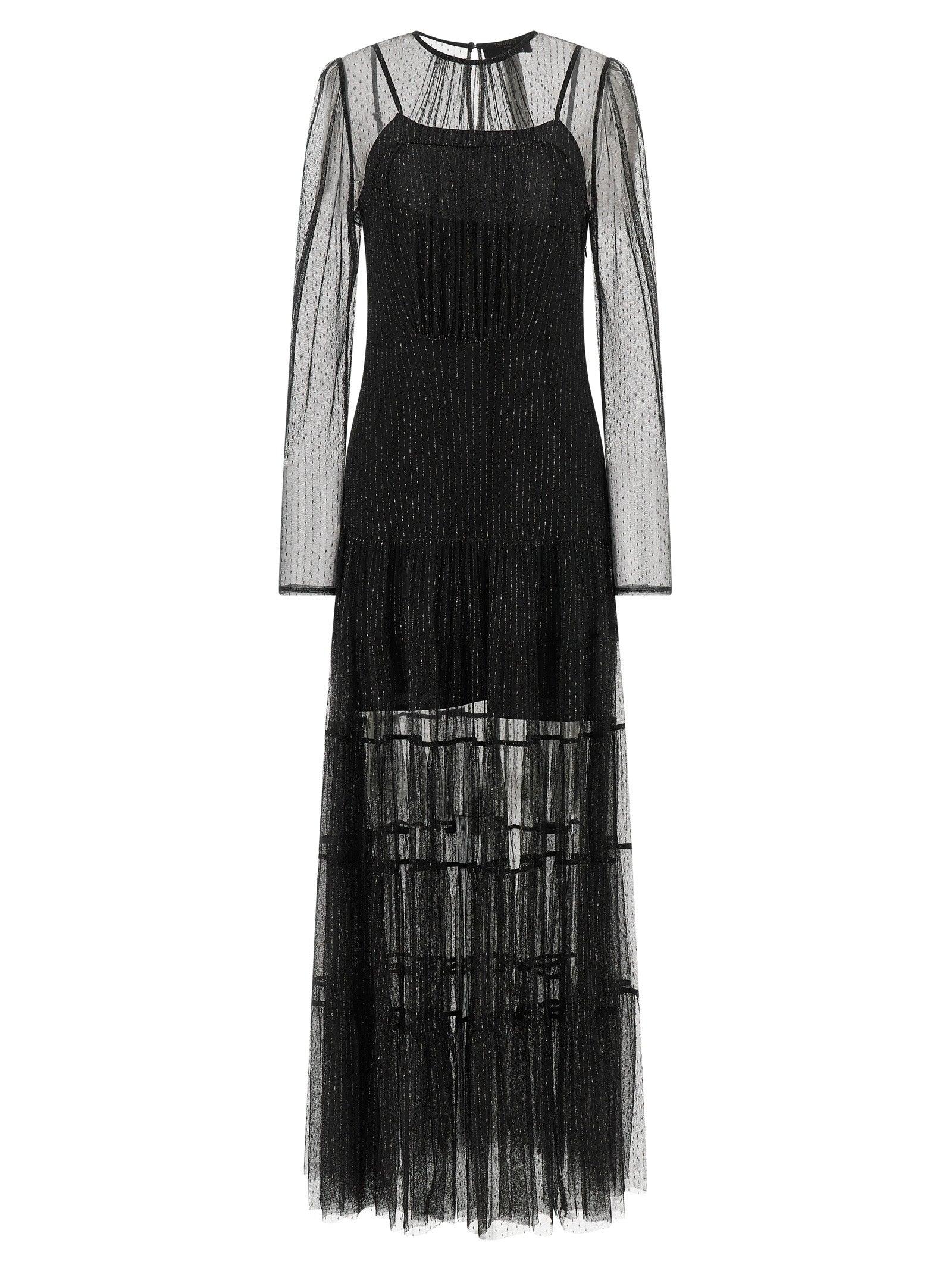 Twinset Schwarzes Polyamid-Maxikleid