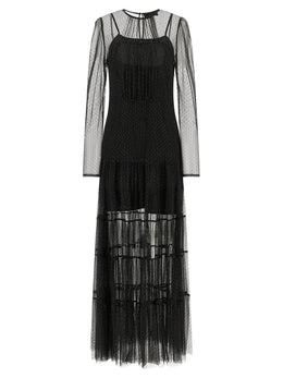 Twinset Schwarzes Polyamid-Maxikleid