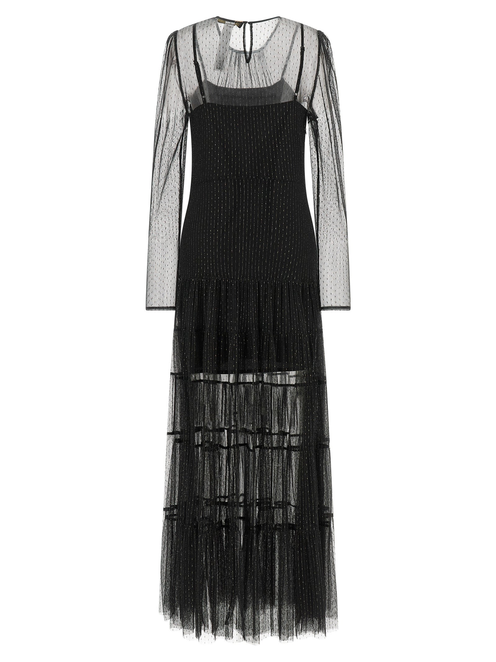 Twinset Schwarzes Polyamid-Maxikleid