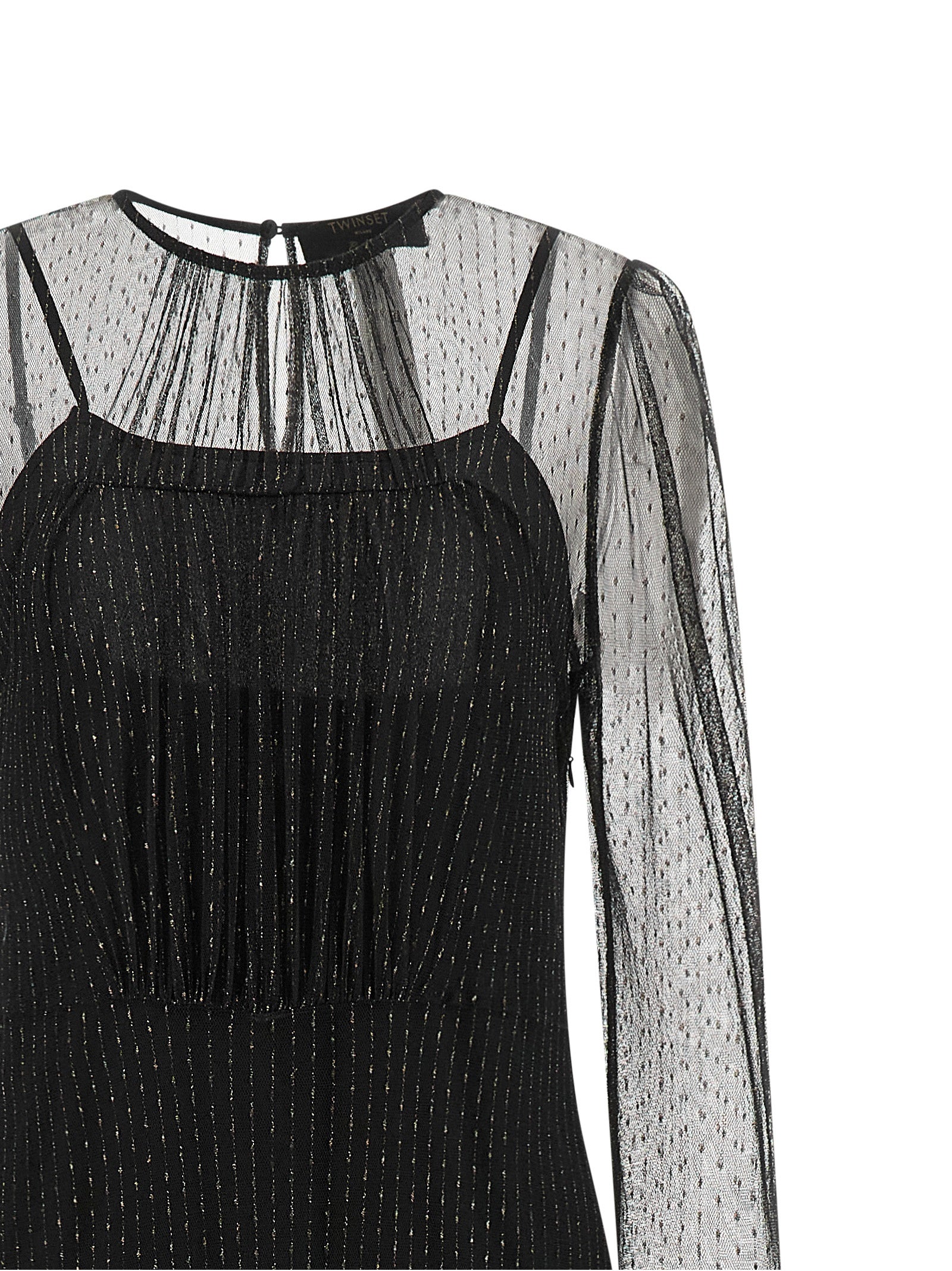 Twinset Schwarzes Polyamid-Maxikleid