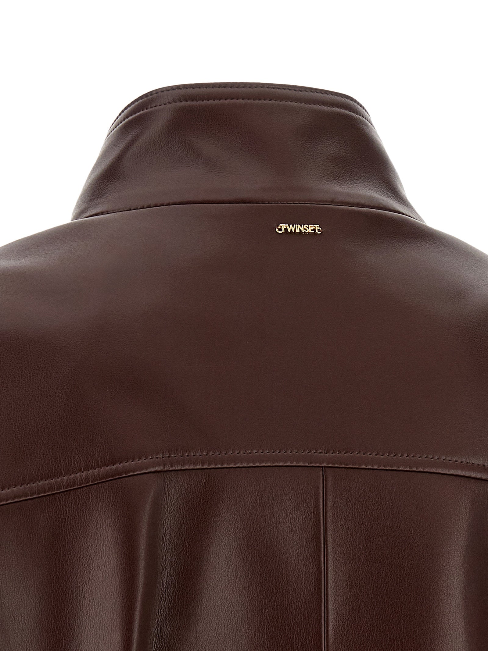 Twinset Braune Lederjacke aus Polyester