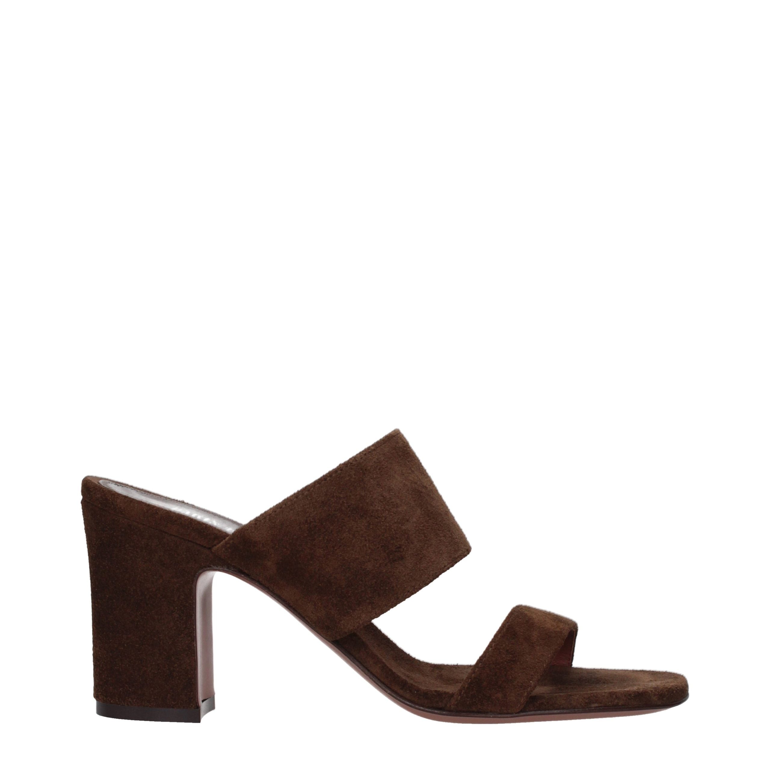 Paris Texas Braune Leder-Plateau-Sandalen