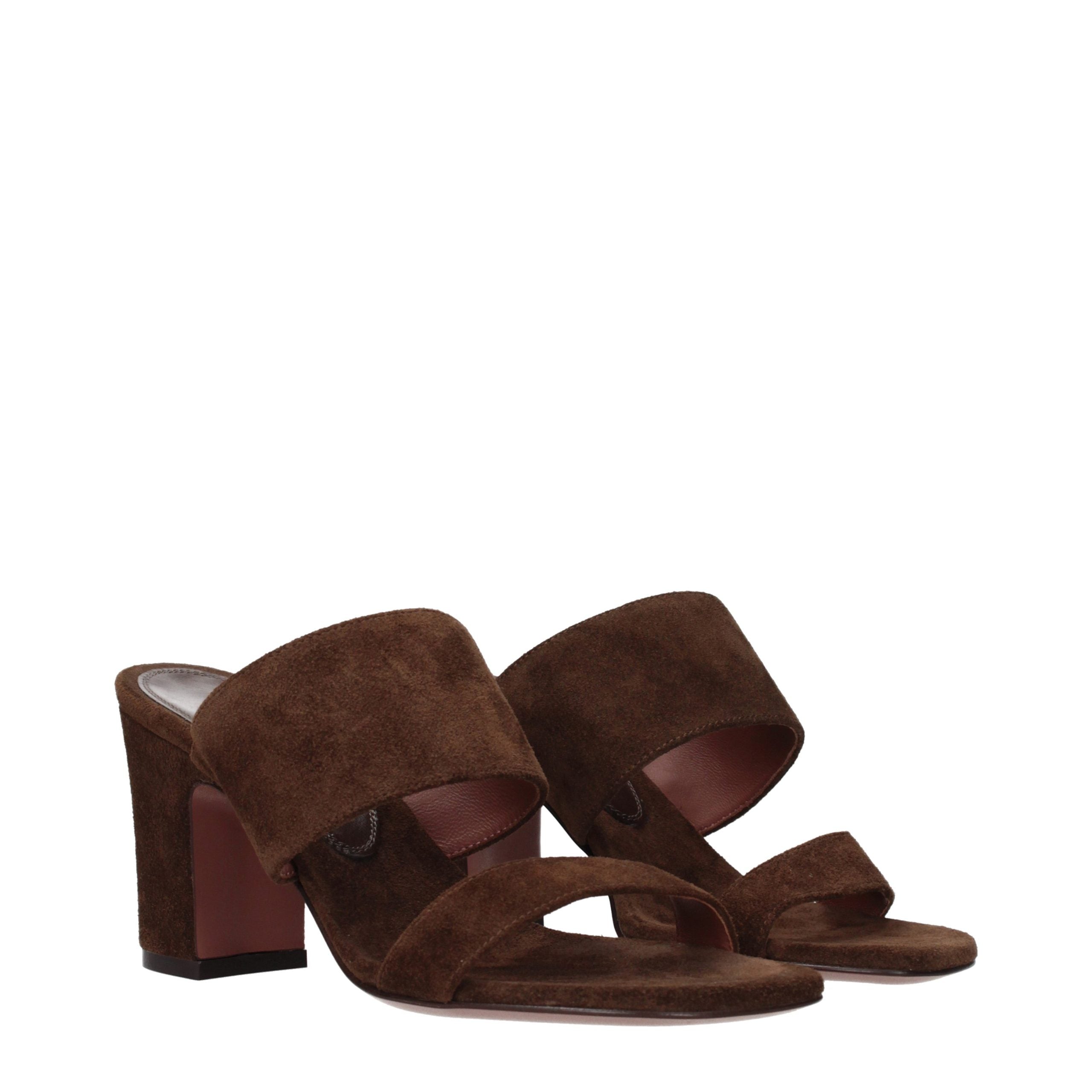 Paris Texas Braune Leder-Plateau-Sandalen