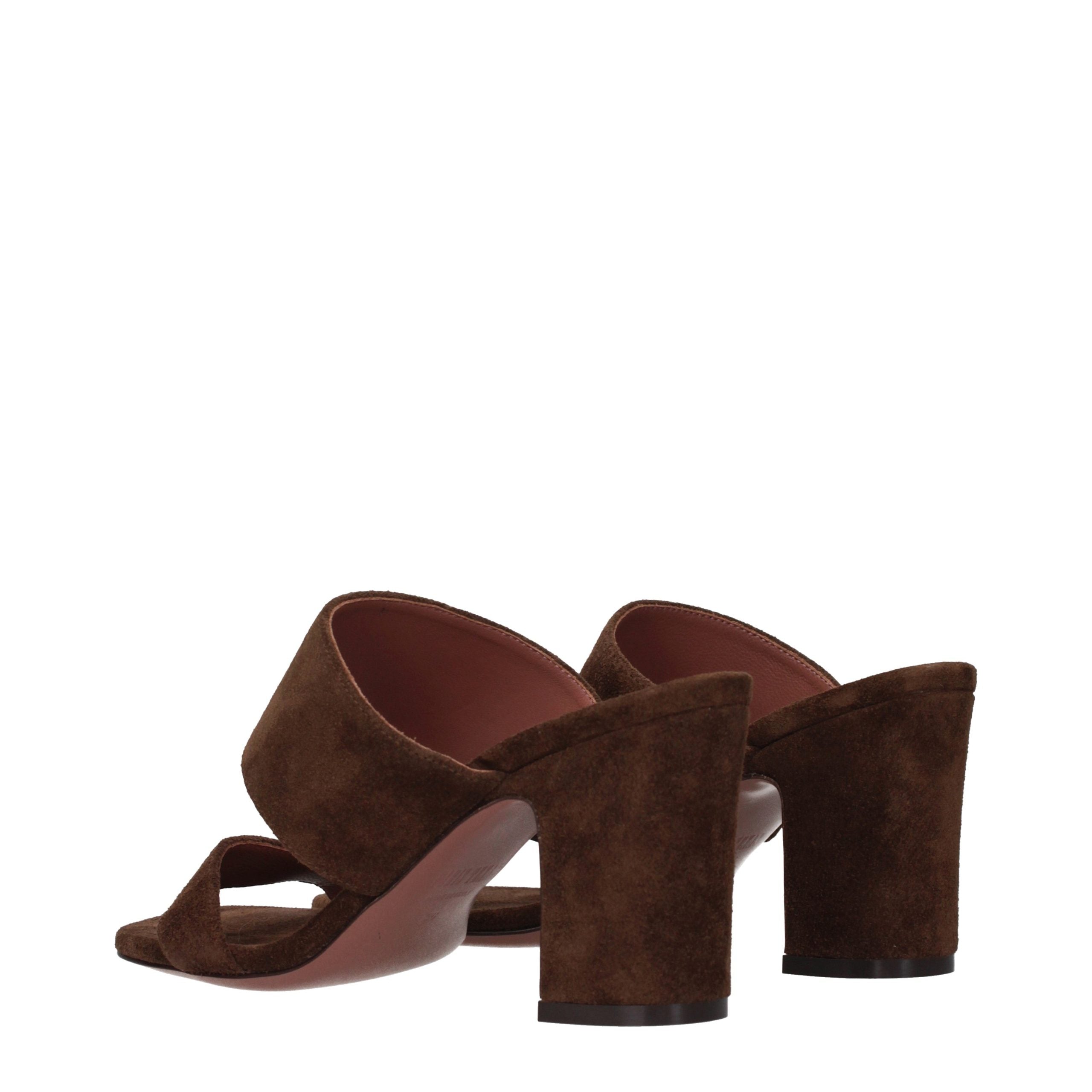 Paris Texas Braune Leder-Plateau-Sandalen