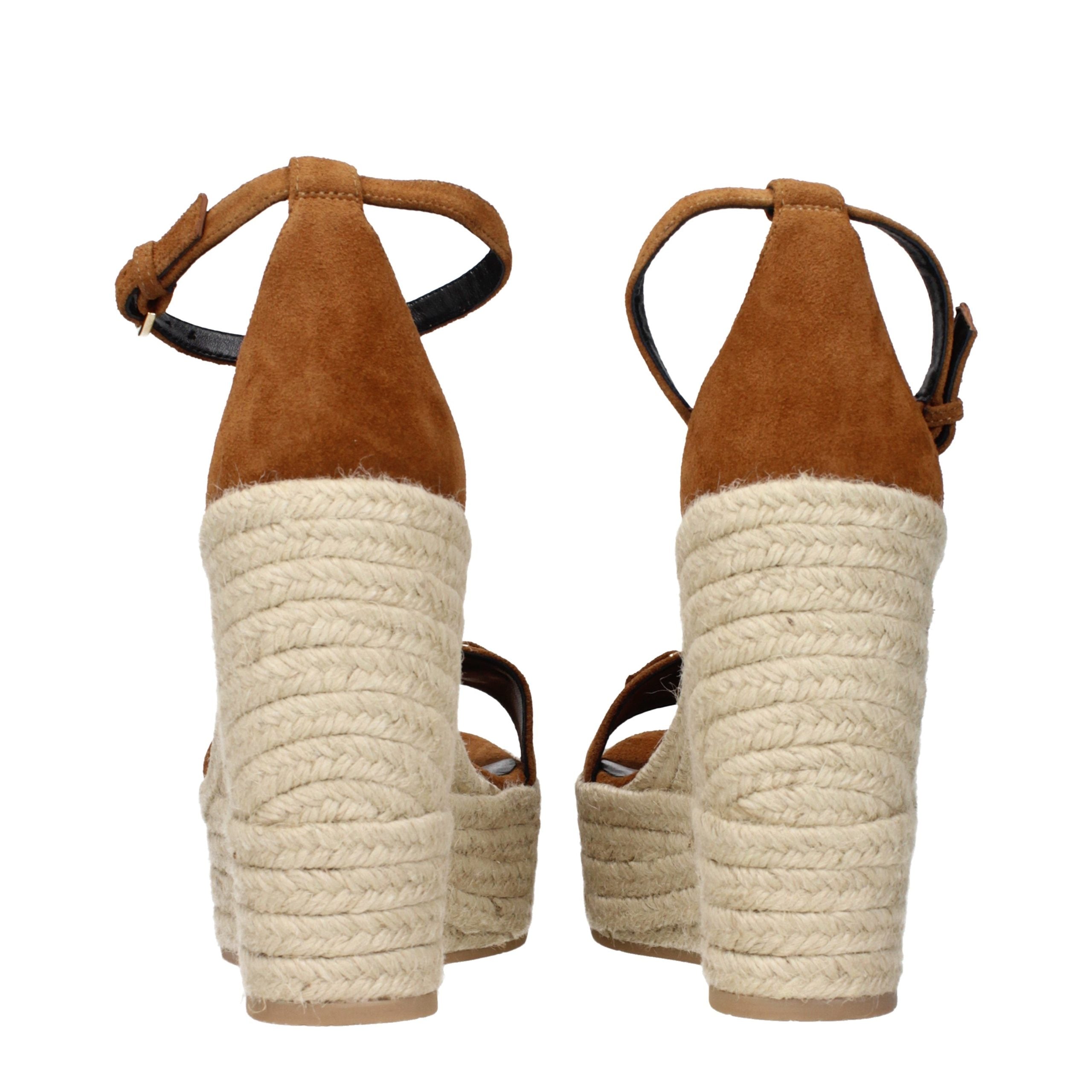 Versace Braune Leder-Keilsandalen