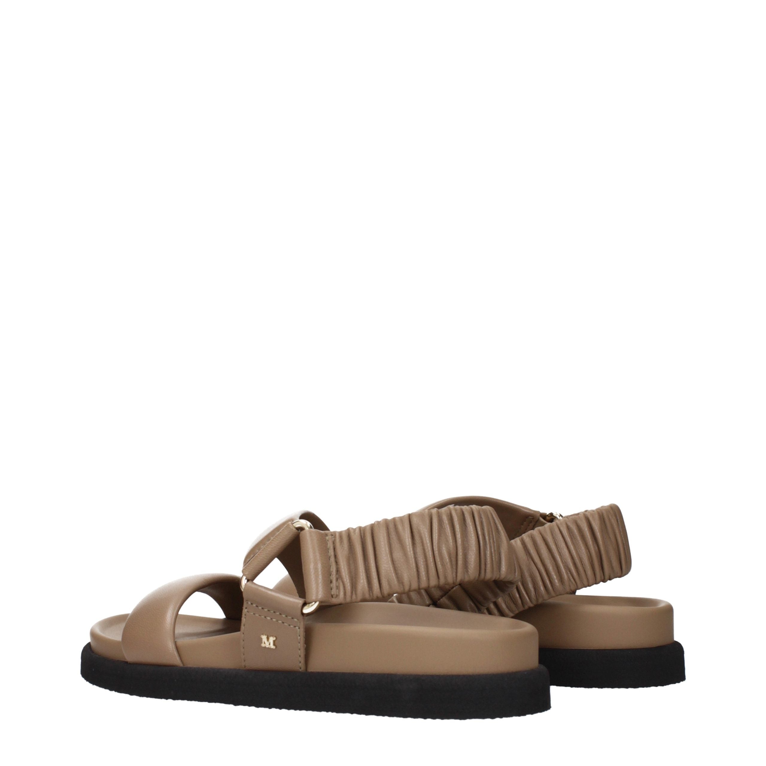 Max Mara Braune Ledersandalen