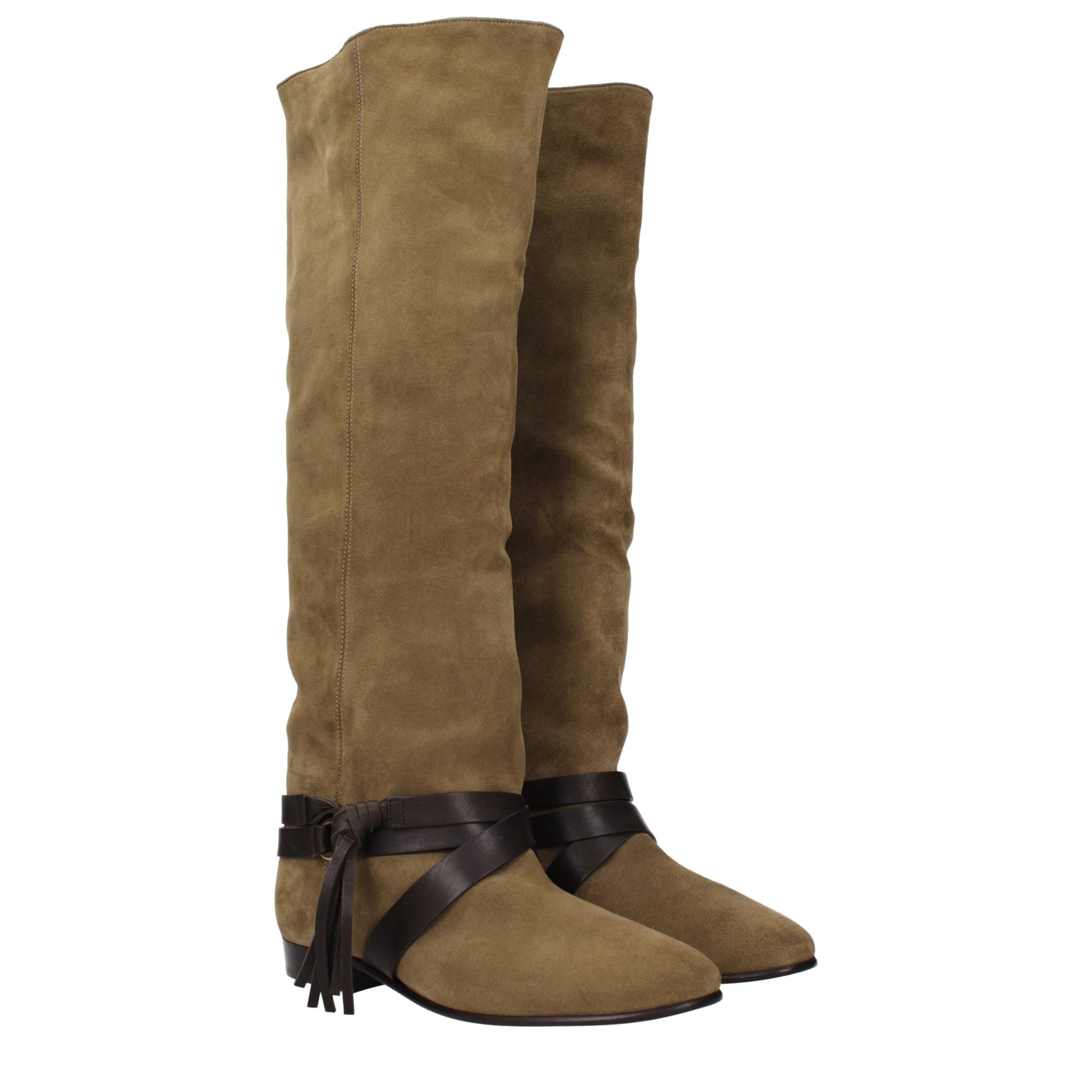 Isabel Marant Grüne Leder-Overknees