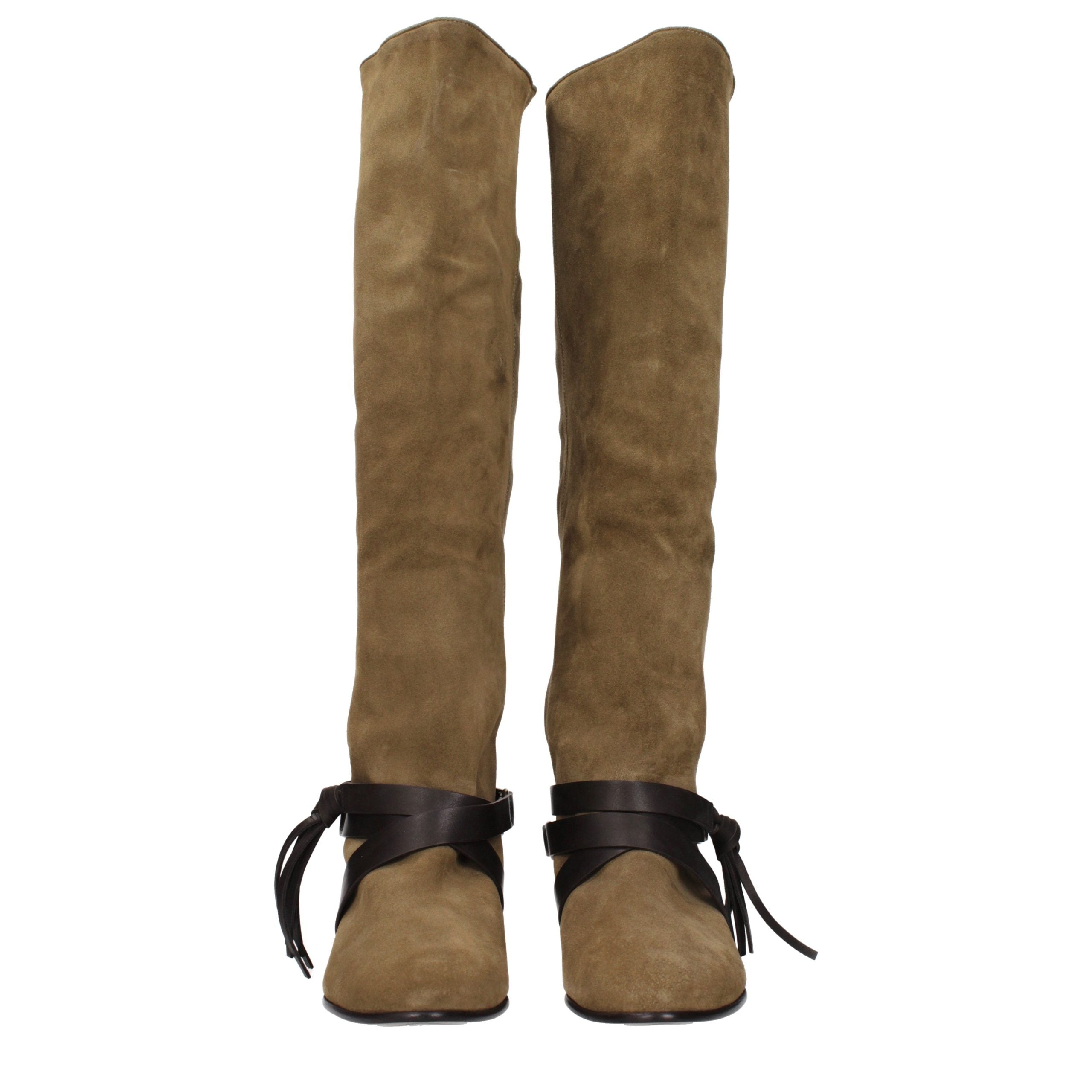 Isabel Marant Grüne Leder-Overknees