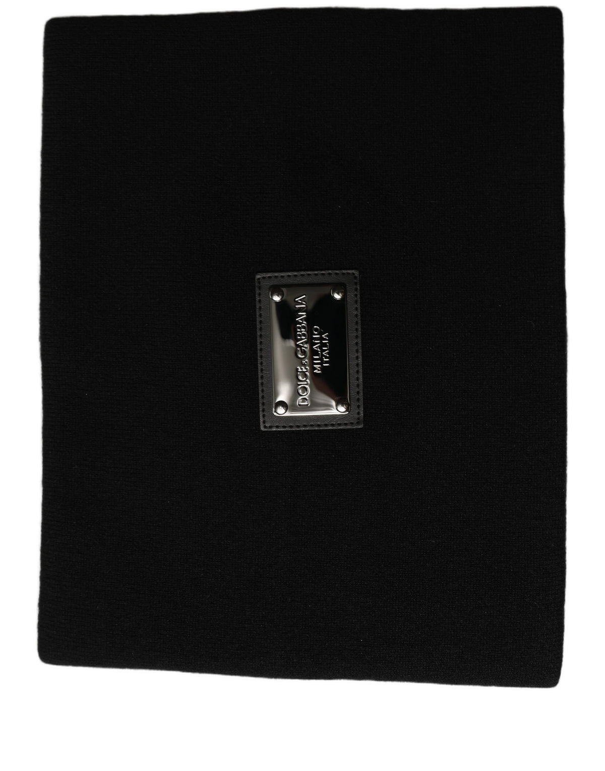 Dolce & Gabbana Schwarzer Kaschmir-Schal mit Logo-Plakette