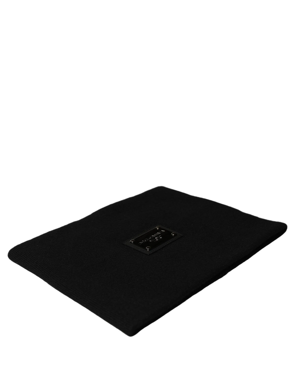Dolce & Gabbana Schwarzer Kaschmir-Schal mit Logo-Plakette