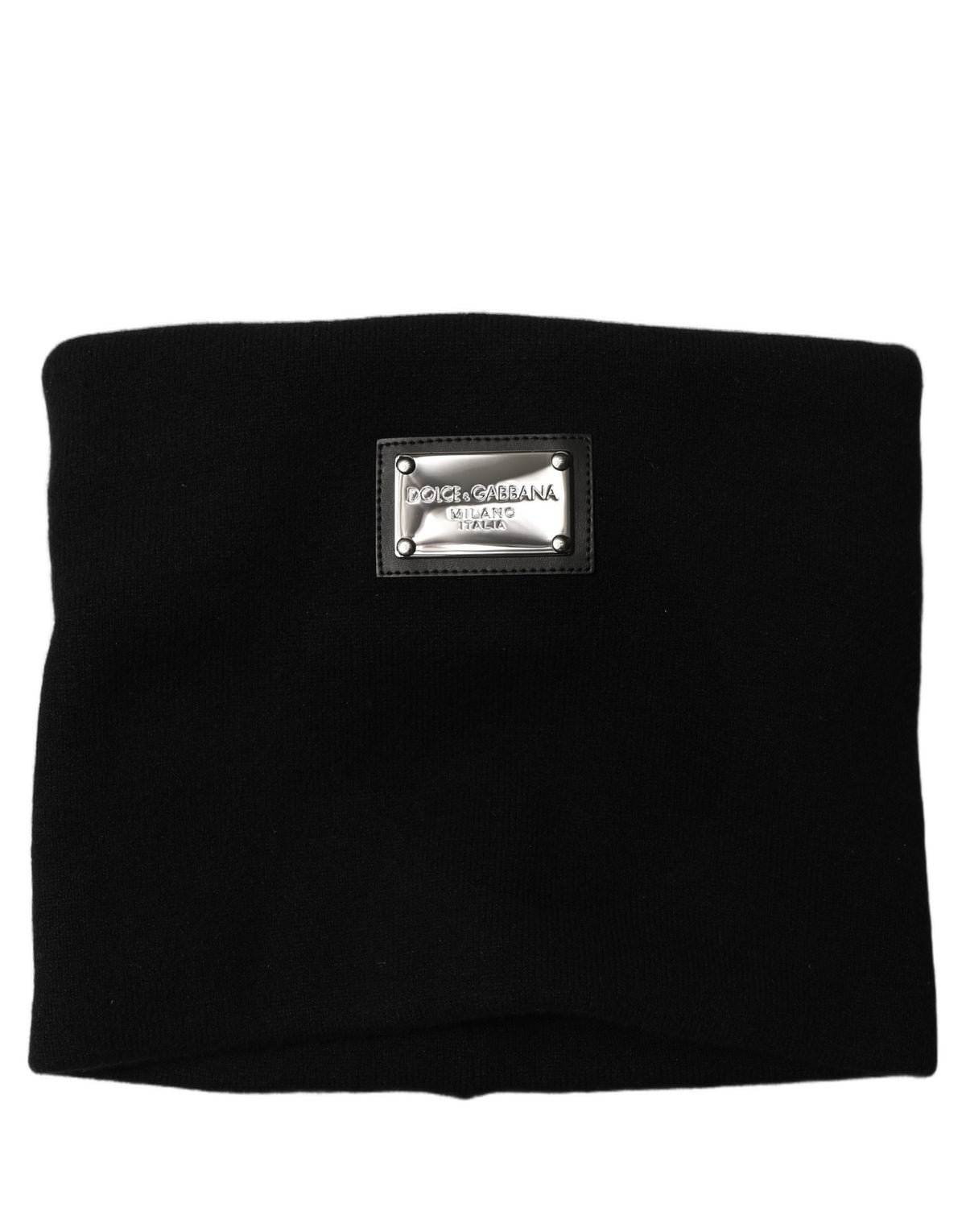 Dolce & Gabbana Schwarzer Kaschmir-Schal mit Logo-Plakette