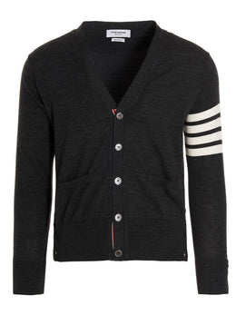 Thom Browne Grauer Cardigan aus Merinowolle