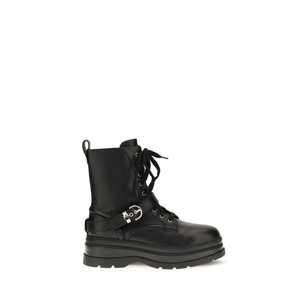 PINKO Schwarze Schnürstiefel aus Kalbsleder Bos Taurus