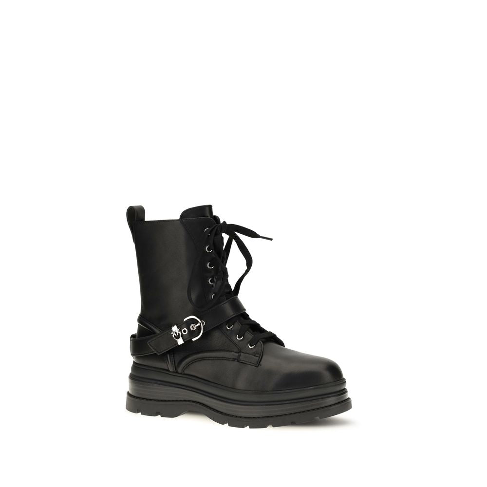 PINKO Schwarze Schnürstiefel aus Kalbsleder Bos Taurus