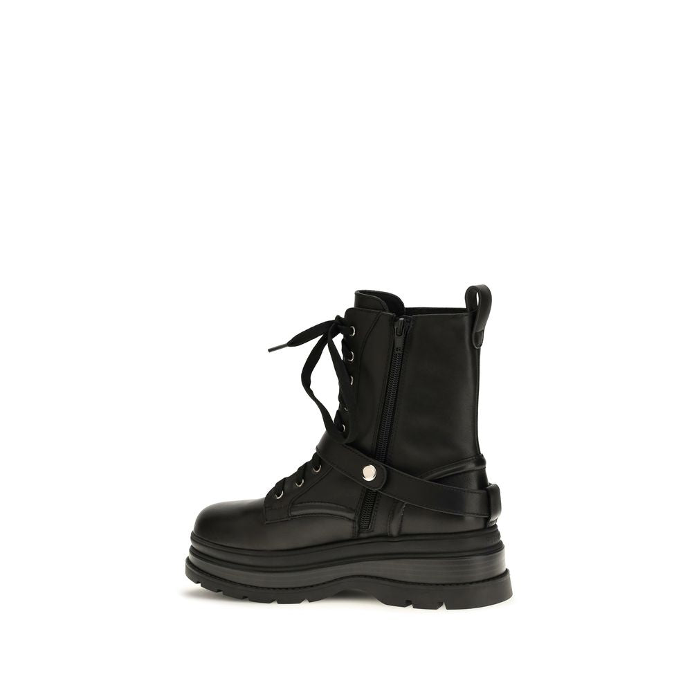 PINKO Schwarze Schnürstiefel aus Kalbsleder Bos Taurus