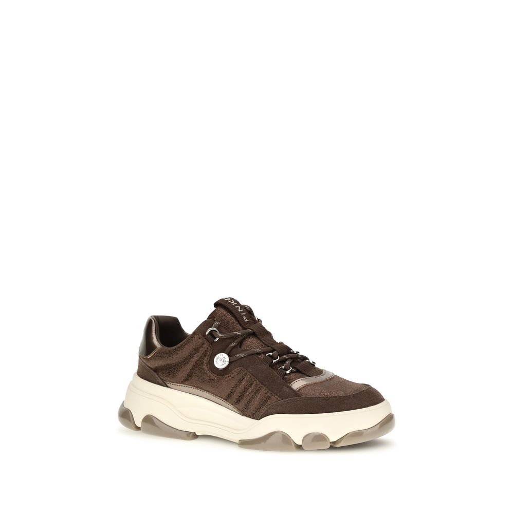 PINKO Braune Kalbsleder Bos Taurus Chunky Sneaker