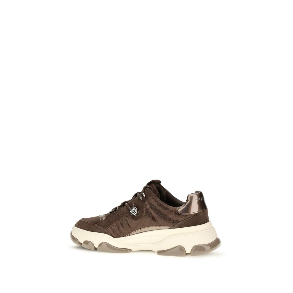 PINKO Braune Kalbsleder Bos Taurus Chunky Sneaker