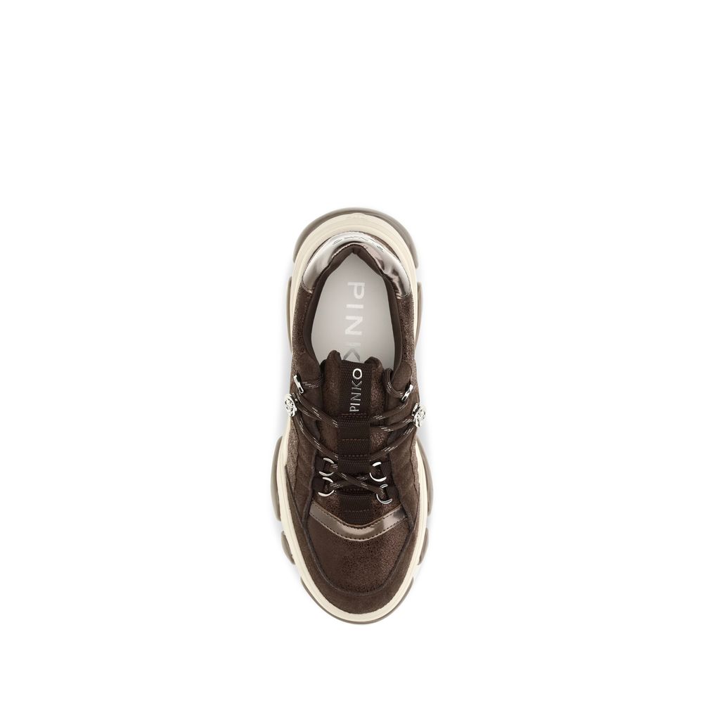 PINKO Braune Kalbsleder Bos Taurus Chunky Sneaker