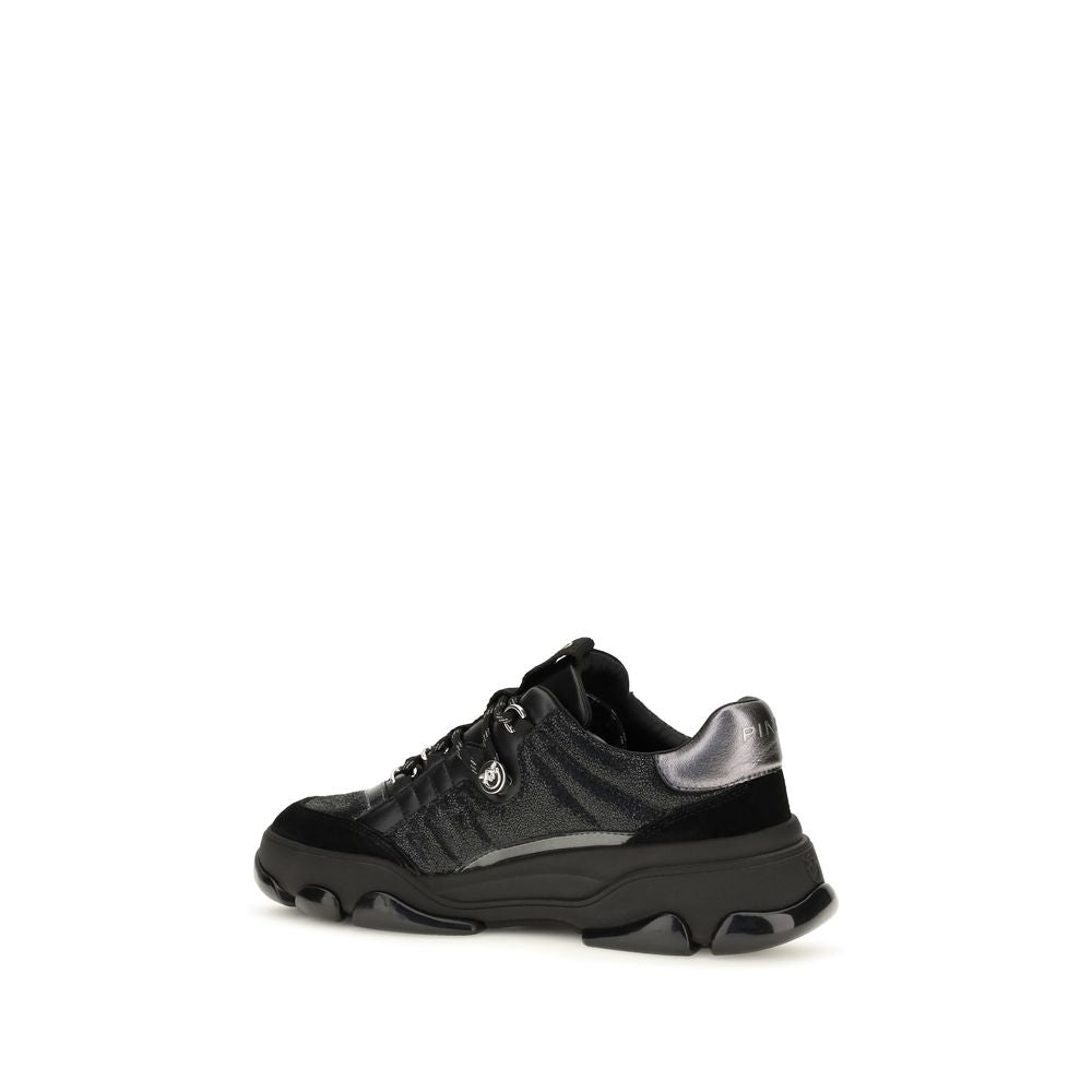PINKO Schwarze Bos Taurus Kalbsleder Chunky Sneaker