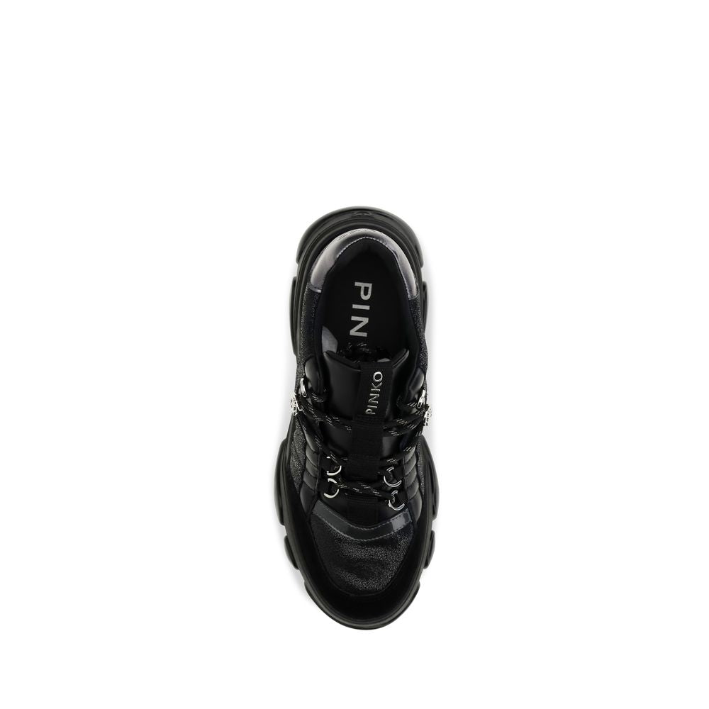 PINKO Schwarze Bos Taurus Kalbsleder Chunky Sneaker