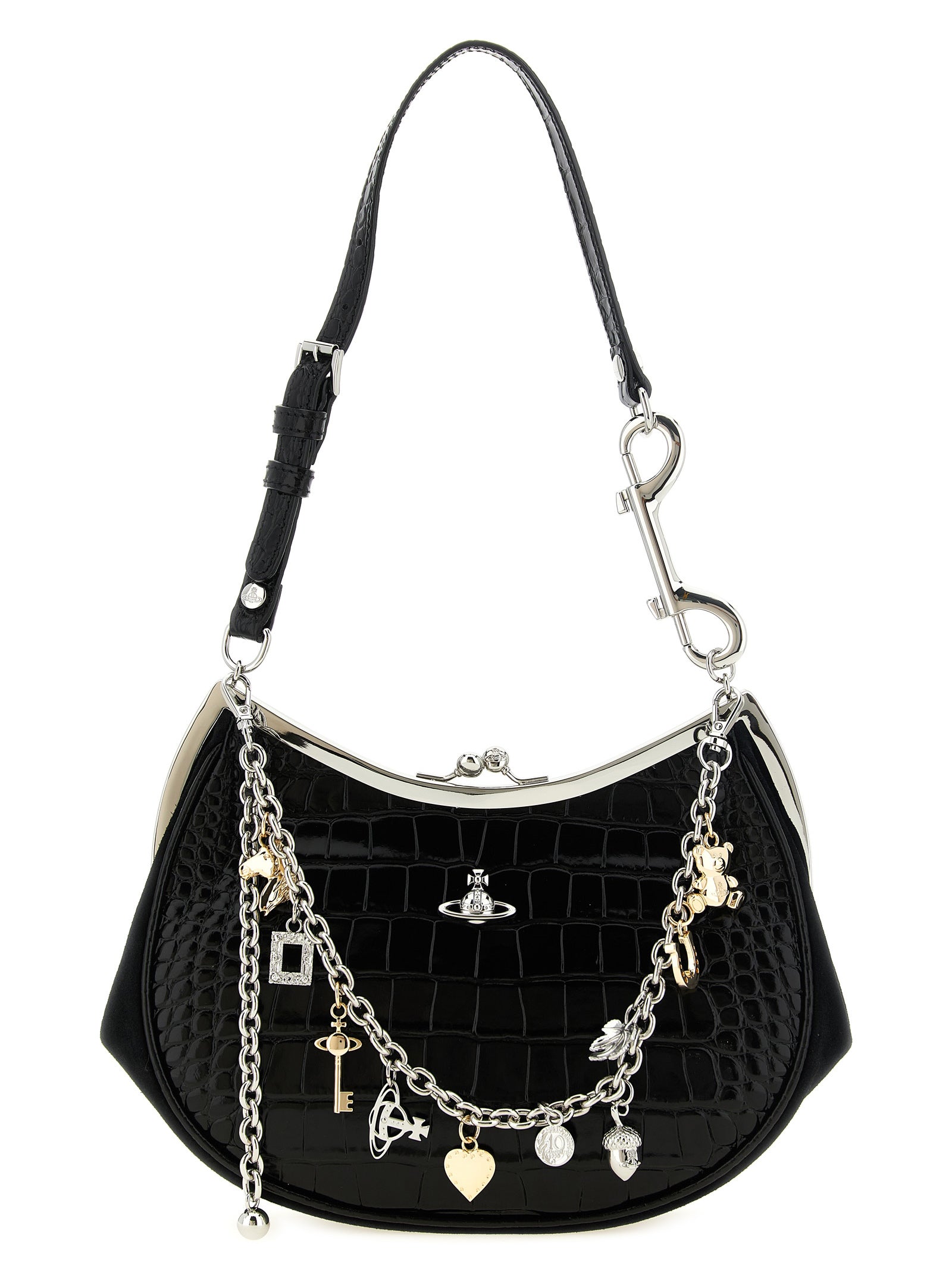 Vivienne Westwood Schwarze Kalbsleder-Schultertasche