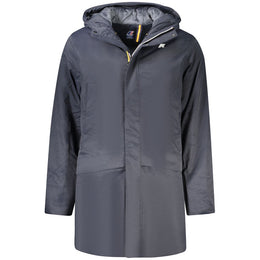 K-WAY Blaue Herrenjacke aus Polyester mit Kapuze und Taschen