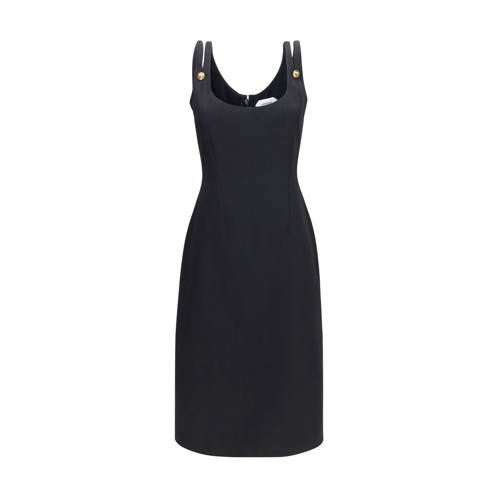 Versace Schwarzes Oves Aries Wollkleid