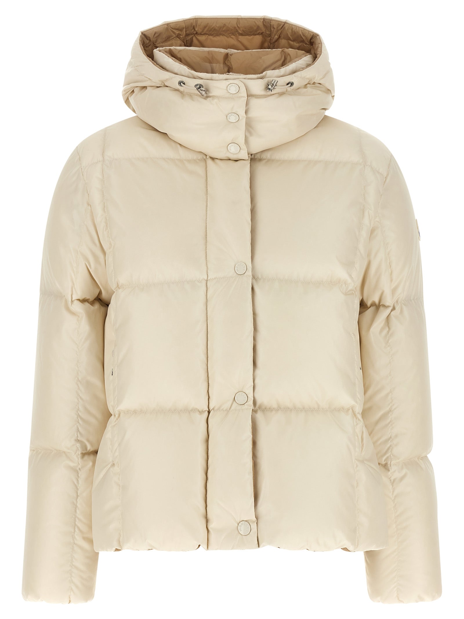 Moncler Weiße Polyamid-Jacke in voller Länge