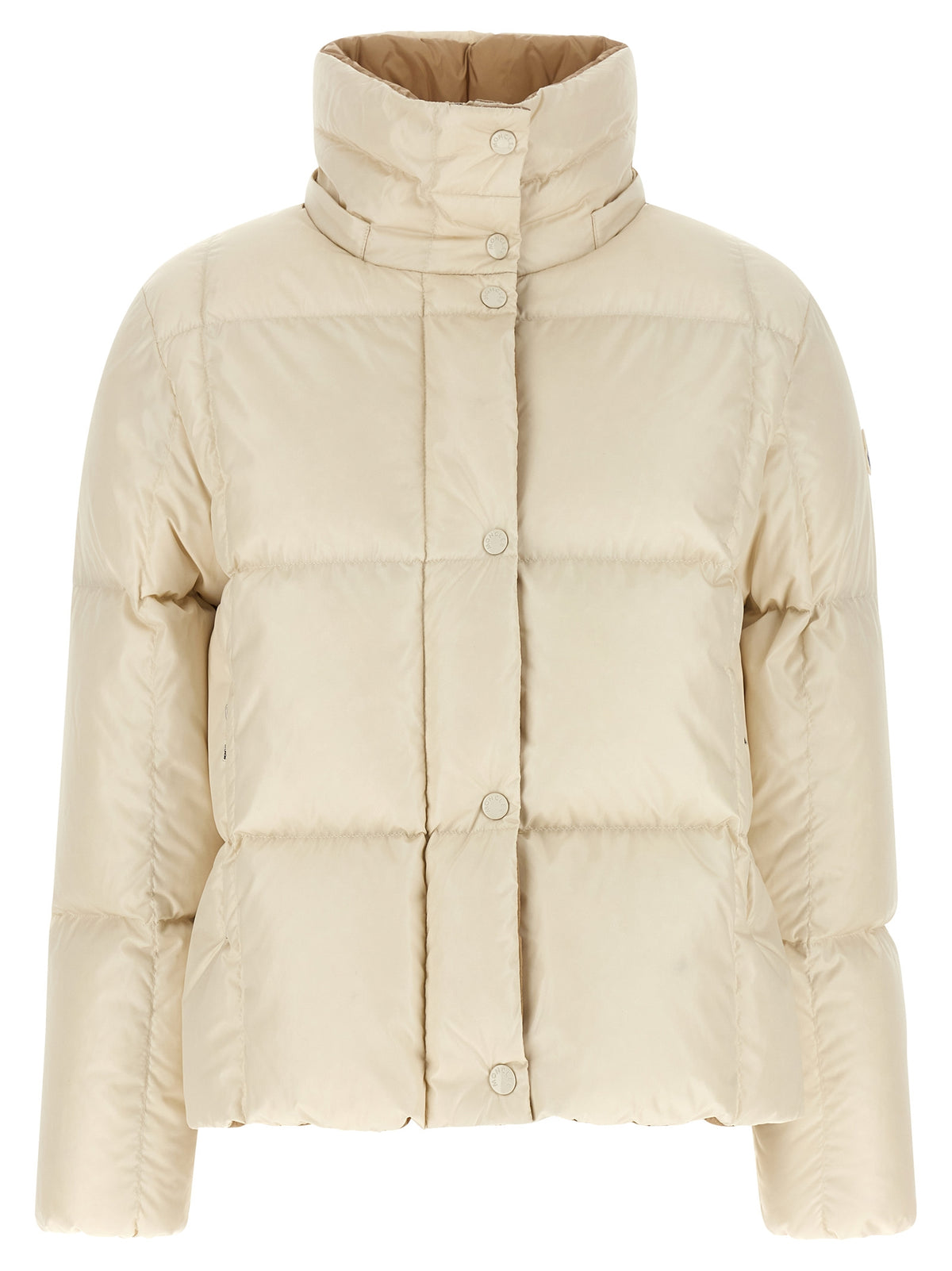 Moncler Weiße Polyamid-Jacke in voller Länge