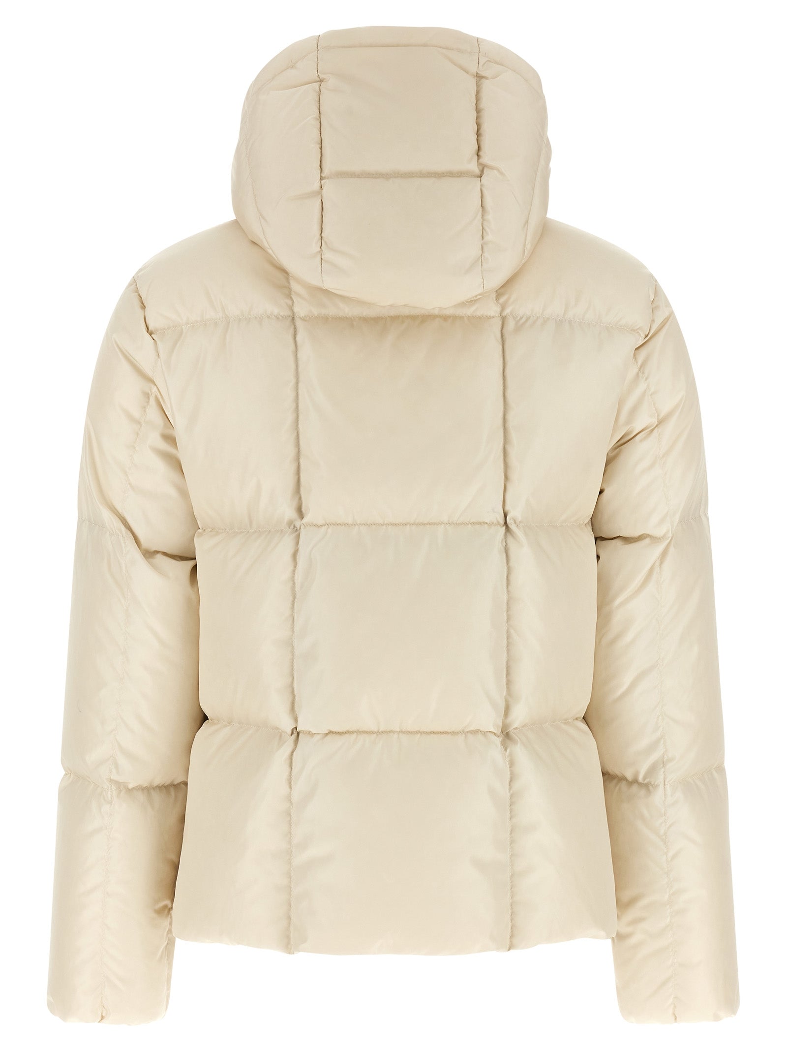 Moncler Weiße Polyamid-Jacke in voller Länge