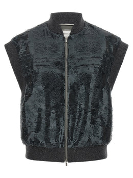Peserico Graue ärmellose Polyester-Weste