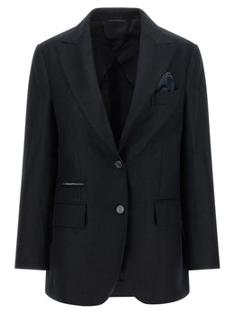 Peserico Schwarzer Blazer aus reiner Schurwolle