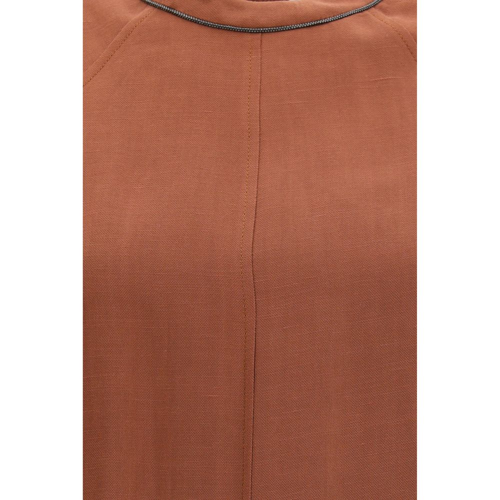 Brunello Cucinelli Braunes Viskose-Freizeitkleid