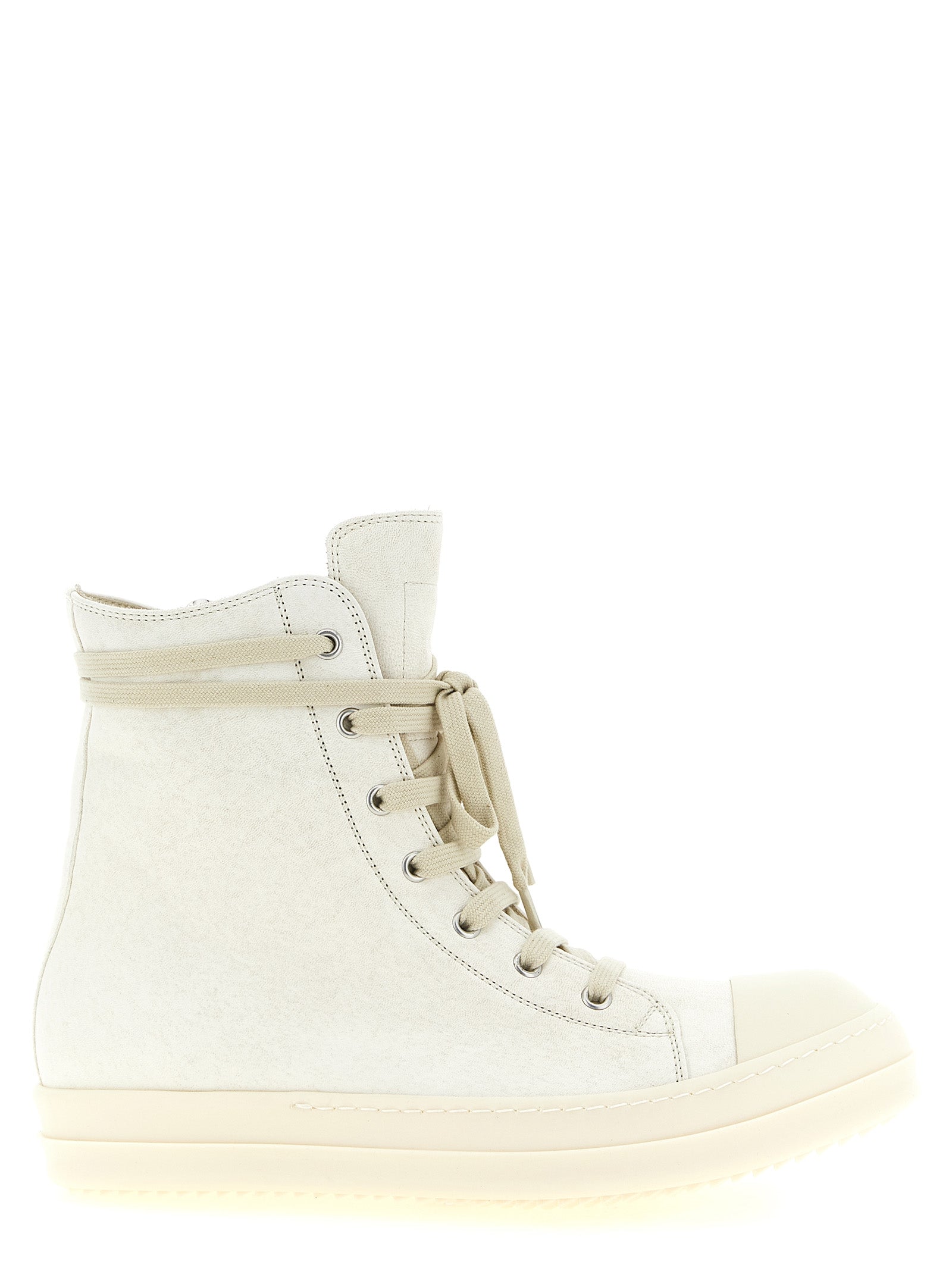Rick Owens Weiße Lammleder High-Top-Sneaker
