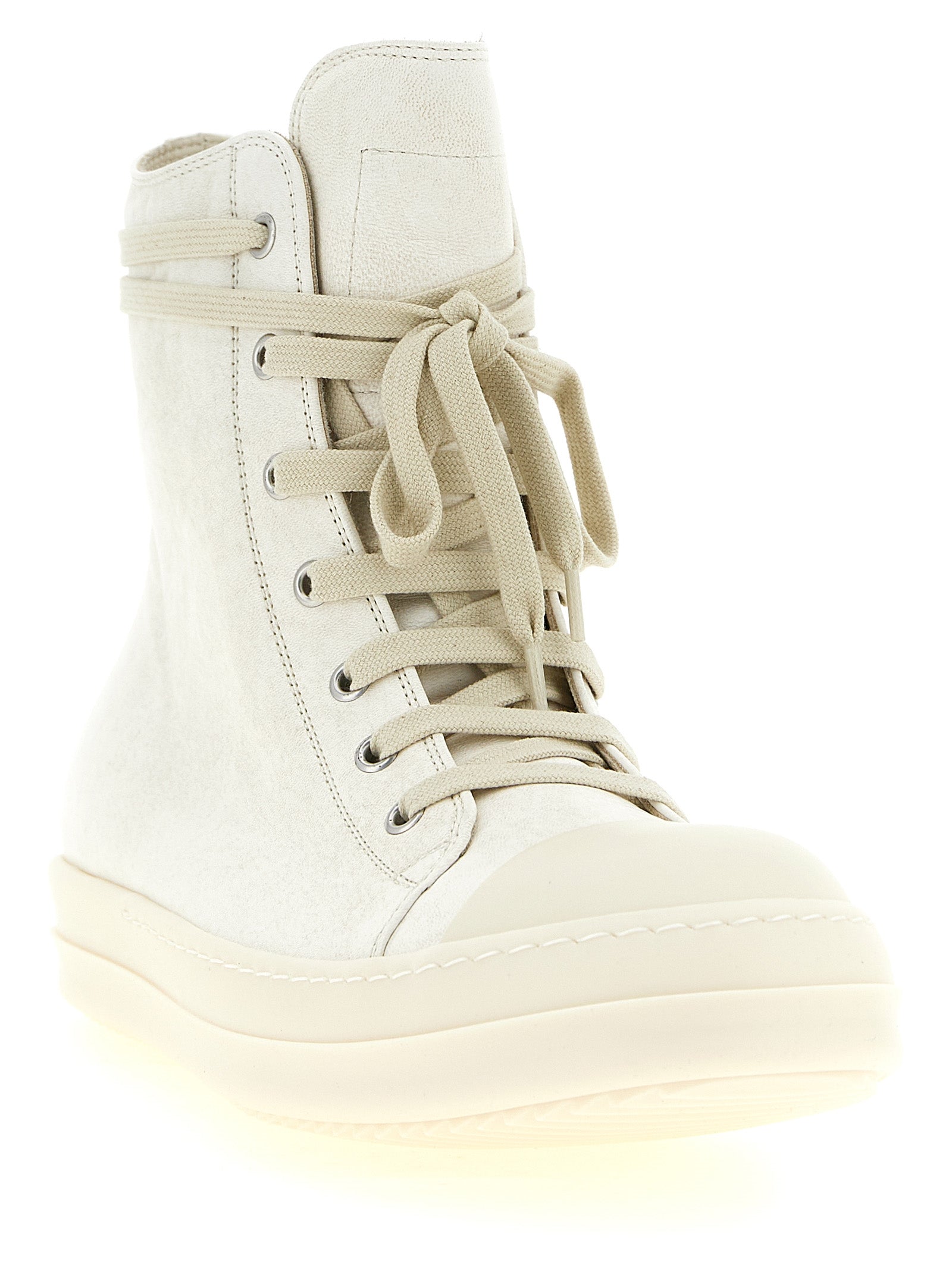 Rick Owens Weiße Lammleder High-Top-Sneaker
