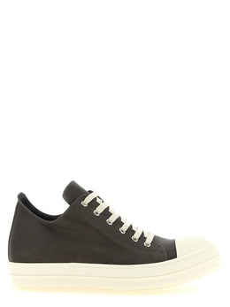 Rick Owens Schwarze Kalbsleder Low-Top-Sneaker
