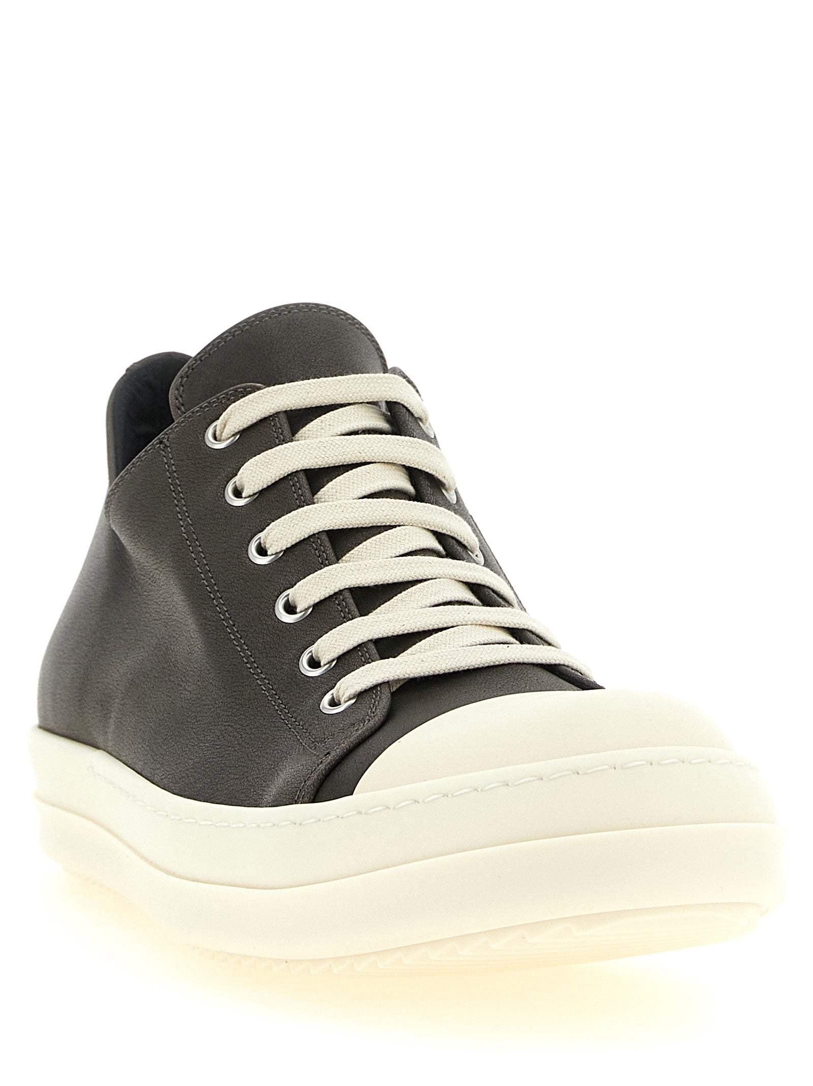 Rick Owens Schwarze Kalbsleder Low-Top-Sneaker