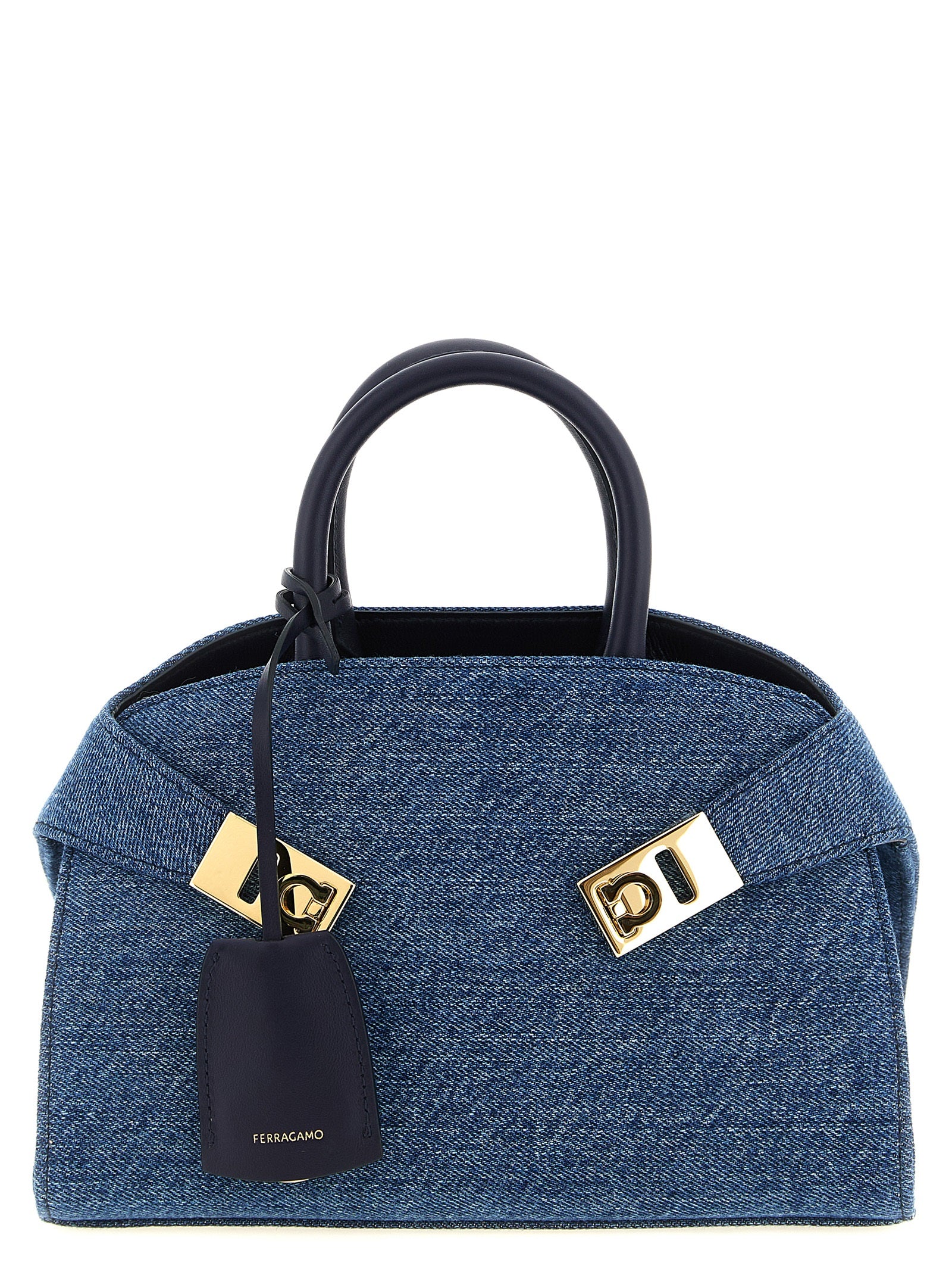 Ferragamo Blaue Stoffhandtasche