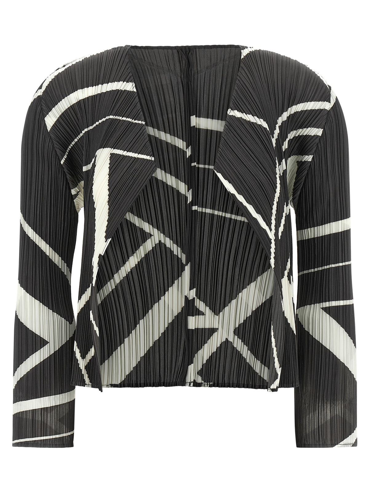 PLEATS PLEASE ISSEY MIYAKE Zweifarbige Polyester-Strickjacke