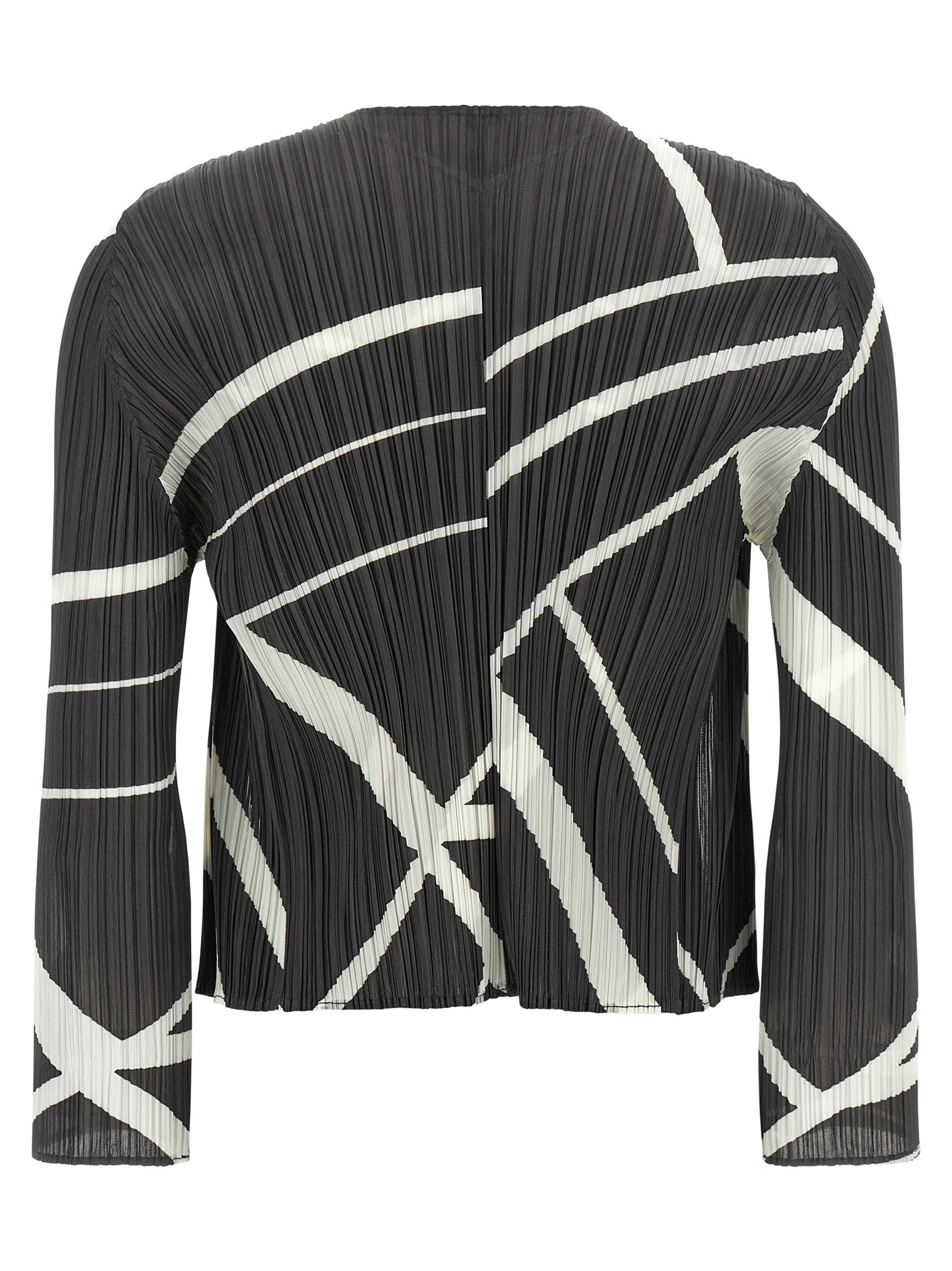 PLEATS PLEASE ISSEY MIYAKE Zweifarbige Polyester-Strickjacke